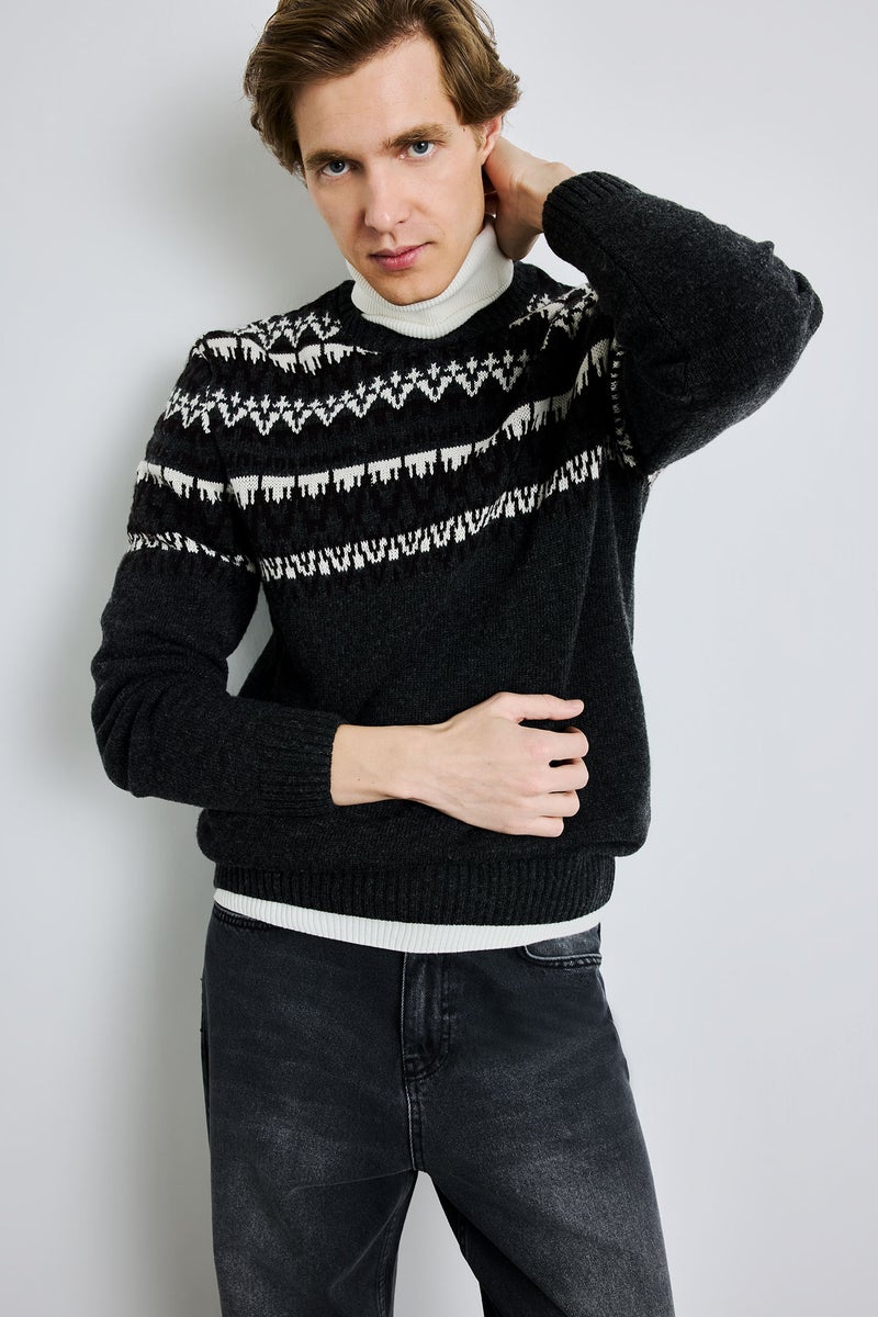 DeFacto Grey Man Standard Fit Knitwear Pullover Casual - Image 3